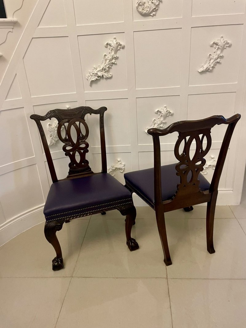 Outstanding Quality Set of 8 Antique Victorian Carved Mahogany Dining Chairs - Image 13